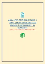 Aqa A Level Psychology Paper 1 Topics &vert; Study Guide And Exam Revision &vert; 100&percnt; Verified &vert; A&plus; Guarantee
