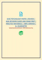 Gcse Psychology Paper 1 Review &vert; Aqa Revision Guide And Exam Prep &vert; Practice Materials &vert; 100&percnt; Verified &vert; A&plus; Guarantee