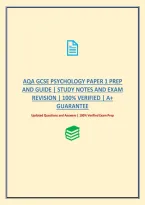 Aqa Gcse Psychology Paper 1 Prep And Guide &vert; Study Notes And Exam Revision &vert; 100&percnt; Verified &vert; A&plus; Guarantee