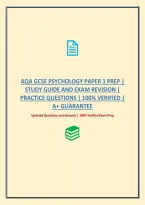 Aqa Gcse Psychology Paper 1 Prep &vert; Study Guide And Exam Revision &vert; Practice Questions &vert; 100&percnt; Verified &vert; A&plus; Guarantee