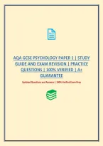 Aqa Gcse Psychology Paper 1 &vert; Study Guide And Exam Revision &vert; Practice Questions &vert; 100&percnt; Verified &vert; A&plus; Guarantee