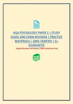 Aqa Psychology Paper 2 &vert; Study Guide And Exam Revision &vert; Practice Materials &vert; 100&percnt; Verified &vert; A&plus; Guarantee