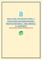 Aqa A-Level Psychology Paper 1 &vert; Study Guide And Exam Revision &vert; Practice Materials &vert; 100&percnt; Verified &vert; A&plus; Guarantee