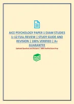Aice Psychology Paper 1 Exam Studies 1&ndash;12 Full Review &vert; Study Guide And Revision &vert; 100&percnt; Verified &vert; A&plus; Guarantee