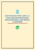 Gcse Psychology Paper 1 Units 1&ndash;5 &vert; Study Guide And Exam Revision &vert; Practice Materials &vert; 100&percnt; Verified &vert; A&plus; Guarantee