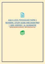 Aqa A-Level Psychology Paper 1 Revision &vert; Study Guide And Exam Prep &vert; 100&percnt; Verified &vert; A&plus; Guarantee