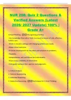 NUR 208&colon; Quiz 2 Questions &&NewLine;Verified Answers &lpar;Latest&NewLine;2026&sol; 2027 Update&rpar; 100&percnt; &vert;&NewLine;Grade A&plus;&NewLine;Critical Thinking --Recognizing priorities&NewLine;-Use knowledge from other fields to ensure provision of safe&comma; effective&comma;&NewLine;holistic care&period;&NewLine;-Work in stressful settings w