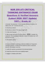 NUR 209 ATI CRITICAL&NewLine;THINKING ENTRANCE EXAM&NewLine;Questions & Verified Answers&NewLine;&lpar;Latest 2026&sol; 2027 Update&rpar;&NewLine;100&percnt; &vert; Grade A&plus;&NewLine;1&period;Consider the statement&comma; "all sick people should see a doctor&period; An&NewLine;elderly man is ill"&period; therefore the man&NewLine;A&period; Should se