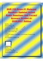NUR 230 Exam &num;1 Maternal&NewLine;Newborn Updated Actual&NewLine;Exam Questions And Correct&NewLine;Answers Graded A&plus;&NewLine;2026&sol;2027 Edition 