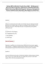 Barkley ENP Certification Practice Exam 2026 &ndash; 190 Emergency &NewLine;Nurse Practitioner Questions with Answers & Detailed Rationales&comma; &NewLine;Medical Screening&comma; Differential Diagnosis&comma; Emergency Management&comma; &NewLine;Trauma&comma; Cardiovascular&comma; Respiratory&comma; Neurological & Critic