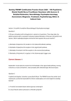 Barkley PMHNP Certification Practice Exam 2026 &ndash; 190 Psychiatric&NewLine;Mental Health Nurse Practitioner Questions with Answers & &NewLine;Detailed Rationales&comma; Neurobiology&comma; Psychopharmacology&comma; &NewLine;Assessment&comma; Diagnosis&comma; Treatment&comma; Psychotherapy&comma; Ethics & &NewLine;Cultural Car