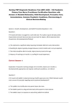 Barkley PNP Diagnostic Readiness Test &lpar;DRT&rpar; 2026 &ndash; 190 Paediatric &NewLine;Primary Care Nurse Practitioner Certification Questions with &NewLine;Answers & Detailed Rationales&comma; Child Development&comma; Preventive Care&comma;&NewLine;Immunizations&comma; Common Paediatric Conditions&comma; Pharmacolog