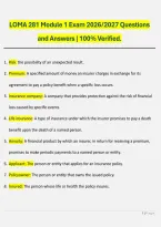 LOMA 281 Module 1 Exam 2026&sol;2027 Questions and Answers &vert; 100&percnt; Verified