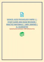 Edexcel Gcse Psychology Paper 1 &vert; Comprehensive Exam Prep And Study Guide &vert; 100&percnt; Verified &vert; A&plus; Guarantee