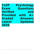 CLEP Psychology Exam Questions and Answers 2026&sol;2027 &vert; Verified Concepts&comma; A&plus; Graded Answers&comma; Learning Theories&comma; Conditioning&comma; Sensation & Perception&comma; Schemas and Piaget&rsquo;s Cognitive Development &vert; Instant Download