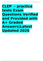 CLEP Principles of Marketing Exam Questions and Answers 2026&sol;2027 &vert; Verified Questions&comma; A&plus; Graded Answers&comma; Marketing Concepts&comma; Micro-Marketing&comma; Macro-Marketing&comma; 4Ps&comma; Pricing&comma; Market Economies & Trade Regulations &vert; Instant Download