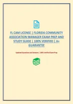 Fl Cam License &vert; Florida Community Association Manager Exam Prep And Study Guide &vert; 100&percnt; Verified &vert; A&plus; Guarantee