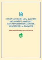 Florida Cam License Exam Questions And Answers &vert; Community Association Manager Exam Prep &vert; 100&percnt; Verified &vert; A&plus; Guarantee