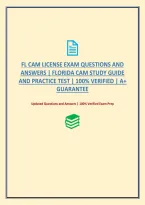 Fl Cam License Exam Questions And Answers &vert; Florida Cam Study Guide And Practice Test &vert; 100&percnt; Verified &vert; A&plus; Guarantee