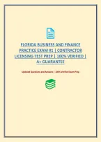Florida Business And Finance Practice Exam &num;1 &vert; Contractor Licensing Test Prep &vert; 100&percnt; Verified &vert; A&plus; Guarantee