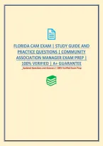 Florida Cam Exam &vert; Study Guide And Practice Questions &vert; Community Association Manager Exam Prep &vert; 100&percnt; Verified &vert; A&plus; Guarantee