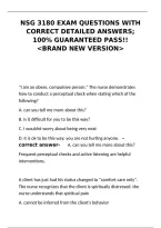 NSG 3180 Exam Questions with Correct Detailed Answers for Nursing Communication and Self-Concept Success&NewLine;&NewLine;