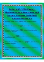 Patho NSG 3280 Exam 1&NewLine;Updated Actual Questions and&NewLine;Correct Answers 2026&sol;2027&NewLine;edition Graded A&plus;&NewLine;What does etiology mean&quest; -The cause or origin of a disease&period;&NewLine;What does idiopathic mean&quest; -A disease with no known cause&period;&NewLine;What does iatrogenic mean&quest; -A condi