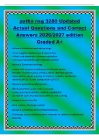 patho nsg 3280 Updated&NewLine;Actual Questions and Correct&NewLine;Answers 2026&sol;2027 edition&NewLine;Graded A&plus;&NewLine;Neisseria Gonorrhea pathophysiology&NewLine;-Gram negative diplococcus N&period; Gonorrhea&NewLine;-Attach and penetrate columnar epithelium&NewLine;-can occur&sol;spread through lymphatic system
