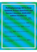 Pathophysiology N212 Final&NewLine;Updated Actual Questions and&NewLine;Correct Answers 2026&sol;2027&NewLine;edition Graded A&plus;&NewLine;What type of cells are involved in cell mediated immunity&quest; -T&NewLine;helper cells&comma; cytotoxic T cells&comma; regulatory T cells&comma; NK cells&comma; memory cells&NewLine;What type o