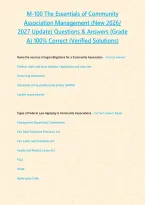 M-100 The Essentials of Community Association Management &lpar;New 2026&sol; 2027 Update&rpar; Questions & Answers &lbrace;Grade A&rcub; 100&percnt; Correct &lpar;Verified Solutions&rpar;&NewLine;&NewLine;