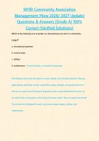 M100 Community Association Management &lpar;New 2026&sol; 2027 Update&rpar; Questions & Answers &lbrace;Grade A&rcub; 100&percnt; Correct &lpar;Verified Solutions&rpar;