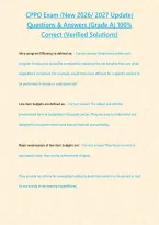 CPPO Exam &lpar;New 2026 2027 Update&rpar; Questions & Answers -Grade A- 100- Correct &lpar;Verified Solutions&rpar;&period;