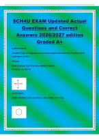 SCH4U EXAM Updated Actual&NewLine;Questions and Correct&NewLine;Answers 2026&sol;2027 edition&NewLine;Graded A&plus;&NewLine;hydrocarbons&NewLine;simplest type of organic compound composed entirely of carbon and&NewLine;hydrogen atoms&NewLine;alkanes&NewLine;hydrocarbon that has only SINGLE bonds