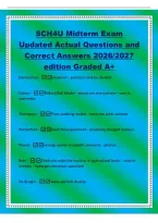 SCH4U Midterm Exam&NewLine;Updated Actual Questions and&NewLine;Correct Answers 2026&sol;2027&NewLine;edition Graded A&plus;&NewLine;Democritus -atomism - particles cant be divided&NewLine;Dalton -Billiard Ball Model - atoms are everywhere - vary in&NewLine;size&plus;mass&NewLine;Thompson -Plum pudding model - electr
