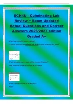 SCH4U - Culminating Lab&NewLine;Review &plus; Exam Updated&NewLine;Actual Questions and Correct&NewLine;Answers 2026&sol;2027 edition&NewLine;Graded A&plus;&NewLine;What is an esterification reaction&quest;&NewLine;reaction between an alcohol and acid to form an ester and water