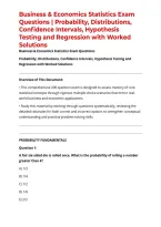 Business & Economics Statistics Exam Questions &vert; Probability&comma; Distributions&comma; Confidence Intervals&comma; Hypothesis Testing and Regression with Worked Solutions
