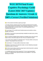WGU D570 Final Exam&ndash; Cognitive Psychology Guide &lpar;Latest 2026&sol; 2027 Update&rpar; &vert; Questions & Answers &vert; Grade A&vert; 100&percnt; Correct &lpar;Verified Solutions&rpar;&NewLine;