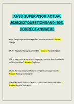 IAHSS Supervisor Exam 2026&sol;2027 Actual Questions & 100&percnt; Correct Answers Study Guide&NewLine;&NewLine;