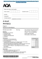 AQA A-Level Physics Paper 3 Section B Astrophysics Combined Question Paper &&NewLine;Final Mark Scheme 2026