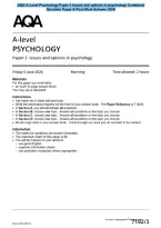 AQA A-Level Psychology Paper 3 Issues and options in psychology Combined&NewLine;Question Paper & Final Mark Scheme 2026