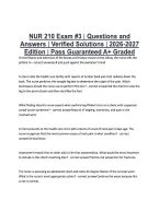 NUR 210 Exam &num;3 &vert; Questions and &NewLine;Answers &vert; Verified Solutions &vert; 2026-2027 &NewLine;Edition &vert; Pass Guaranteed A&plus; Graded 