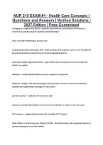 NUR 210 EXAM &num;1 - Health Care Concepts &vert; &NewLine;Questions and Answers &vert; Verified Solutions &vert; &NewLine;2027 Edition &vert; Pass Guaranteed 