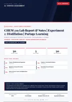  CHEM 219 Distillation Lab Experiment 1 Portage Learning 2026&sol;2027 &ndash; Questions and Answers &vert; 100&percnt; Verified &vert; Detailed Rationales &ndash; Pass Guaranteed &ndash; A&plus; Graded