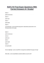 NUR 210 Final Exam Questions With &NewLine;Correct Answers A&plus; Graded 