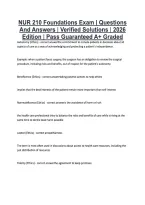 NUR 210 Foundations Exam &vert; Questions &NewLine;And Answers &vert; Verified Solutions &vert; 2026 &NewLine;Edition &vert; Pass Guaranteed A&plus; Graded 