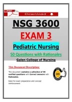 NSG 3600 Exam 3 &ndash; Pediatric Nursing &lpar;Latest 2026&sol;2027&rpar; Galen College of Nursing &vert; Updated PDF