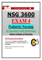 NSG 3600 Exam 4 &ndash; Pediatric Nursing &lpar;Latest 2026&sol;2027&rpar; Galen College of Nursing &vert; Updated PDF