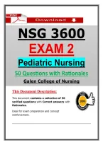 NSG 3600 Exam 2 &ndash; Pediatric Nursing &lpar;Latest 2026&sol;2027&rpar; Galen College of Nursing &vert; Updated PDF