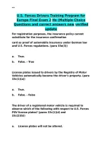 U&period;S&period; Forces Drivers Training Program for Europe Final Exam 2&period;