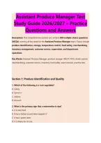 Assistant Produce Manager Test &NewLine;Study Guide 2026&sol;2027 &ndash; Practice &NewLine;Questions and Answers 